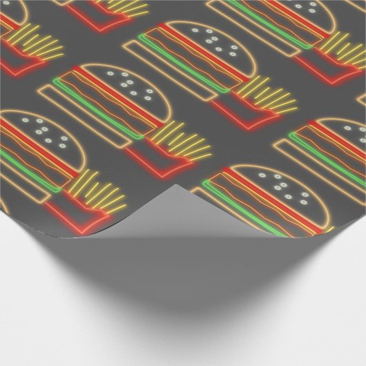 Neon Hamburger Geschenkpapier (Ecke)
