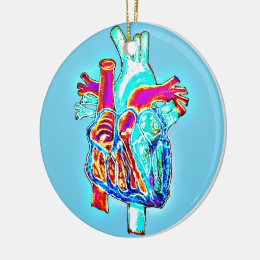 Neon Hand Drawn Anatomisches Herz Keramikornament (Links)