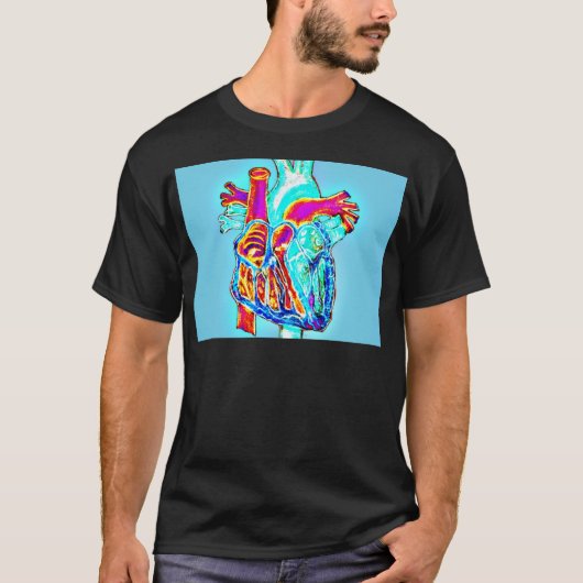 Neon Hand Drawn Anatomisches Herz T-Shirt (Vorderseite)