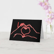 Neon Hand Heart Line Zeichnend Valentinstag