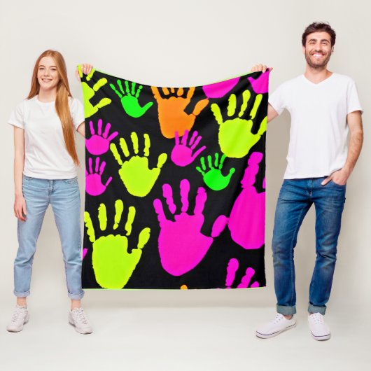 Neon Handprint Graffiti Muster Fleecedecke (Beispiel)