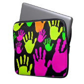 Neon Handprint Graffiti Muster Laptopschutzhülle (Vorderseite Links)