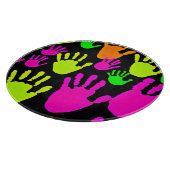 Neon Handprint Graffiti Muster Schneidebrett (Ecke)