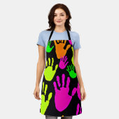 Neon Handprint Graffiti Muster Schürze (Getragen)