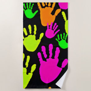 Neon Handprint Graffiti Muster Strandtuch