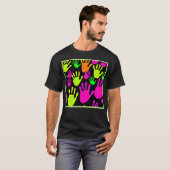 Neon Handprint Graffiti Muster T-Shirt (Vorne ganz)