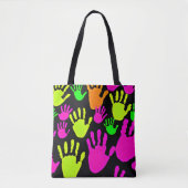 Neon Handprint Graffiti Muster Tasche (Vorderseite)