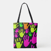 Neon Handprint Graffiti Muster Tasche (Rückseite)