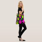 Neon Handprint Graffiti Muster Tasche (Am Model)