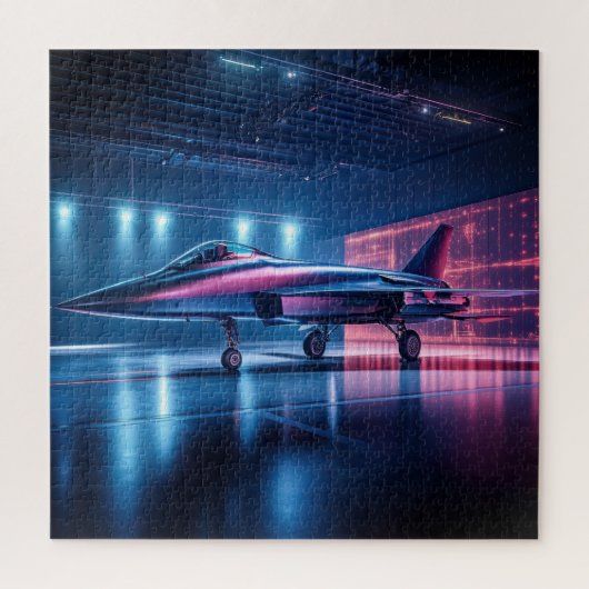 Neon Hangar Jet - Cyberpunk Puzzle (Vertikal)