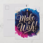 Neon Happy Birthday Design Postkarte (Vorne/Hinten)