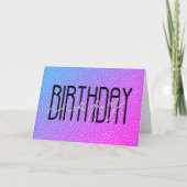 Neon Happy Birthday Text auf Punkten Karte (Vorderseite)
