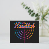 Neon Happy Hanukkah Menorah Postkarte (Stehend Vorderseite)