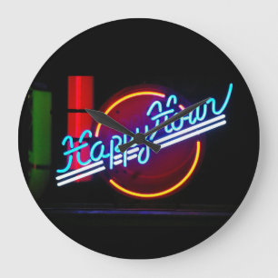 NEON HAPPY HOUR HOME BAR WALL CLOCK GROßE WANDUHR