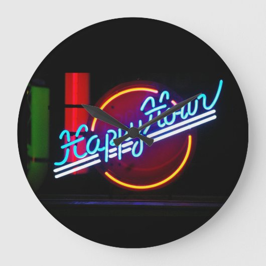 NEON HAPPY HOUR HOME BAR WALL CLOCK GROßE WANDUHR (Vorderseite)