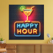 Neon Happy Hour Sign Leinwanddruck (Insitu (Wohnzimmer))