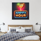 Neon Happy Hour Sign Leinwanddruck (Insitu (Schlafzimmer))