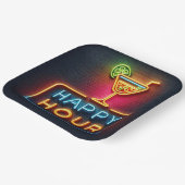 Neon Happy Hour Sign Pappteller (Gewinkelt)