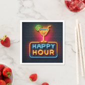 Neon Happy Hour Sign Serviette (Beispiel)