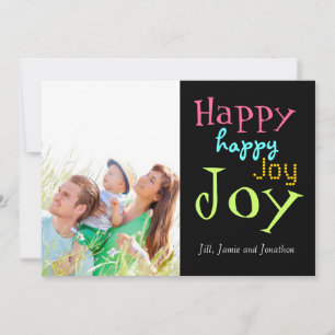 Neon Happy Joy Typografy Christmas Foto Card Feiertagskarte