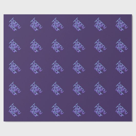 Neon Happy New Year Geschenkpapier (Flach)