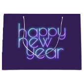 Neon Happy New Year Große Geschenktüte (Vorderseite)