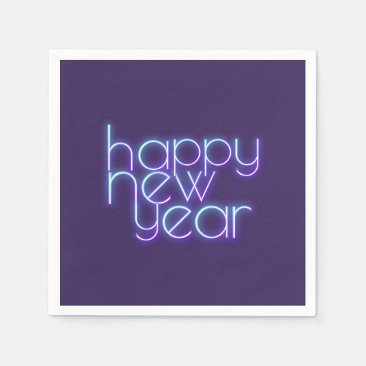 Neon Happy New Year Serviette (Vorderseite)