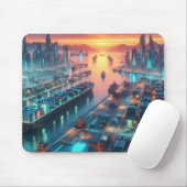 Neon Harbor Sunset Mousepad (Mit Mouse)
