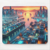 Neon Harbor Sunset Mousepad (Vorne)