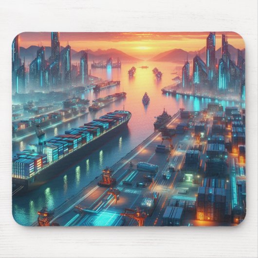 Neon Harbor Sunset Mousepad (Vorne)