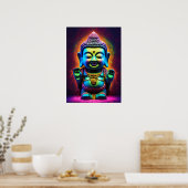 "Neon Harmony: Adorable 3D Buddha aus Glas Poster (Küche)
