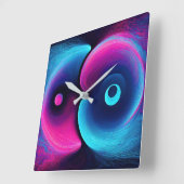 Neon Harmony: Eine moderne Interpretation von Yin Quadratische Wanduhr (Winkel)