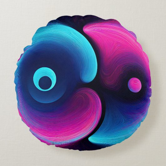 Neon Harmony: Eine moderne Interpretation von Yin  Rundes Kissen (Vorderseite)