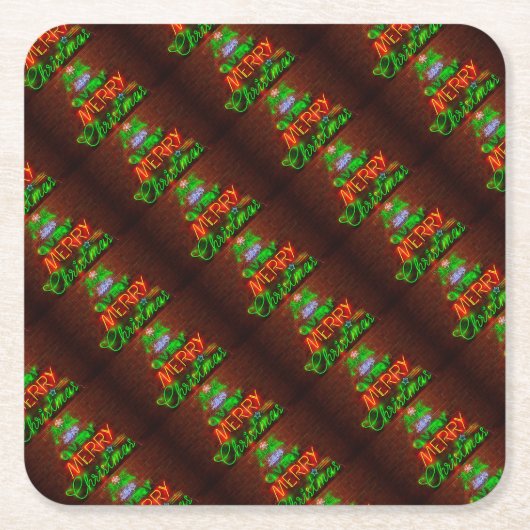 Neon hat ein sehr frohes Weihnachtsfest Rechteckiger Pappuntersetzer (Vorderseite)
