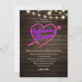 Neon Heart Electric Barn Wedding String Lights Einladung (Vorderseite)