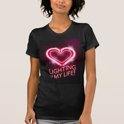 Neon Heart "Lighup My Life" Design T-Shirt (Vorderseite)