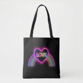 Neon Heart on Rainbow Tasche (Vorderseite)