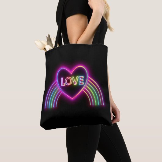 Neon Heart on Rainbow Tasche (Von Nahem)