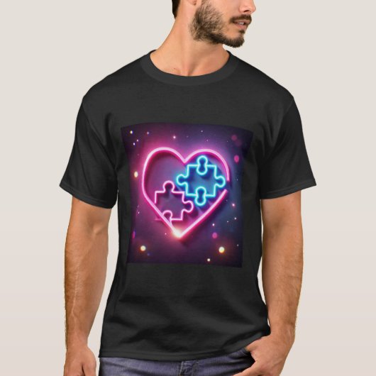 Neon Heart Puzzle Mens Shirts (Vorderseite)
