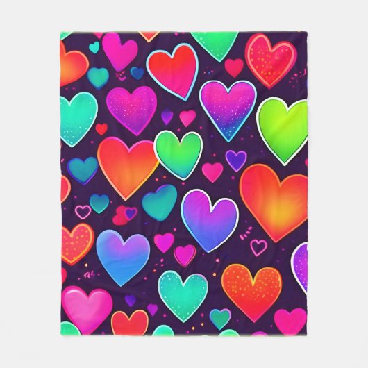 Neon Heart Symphony Fleecedecke (Vorderseite)