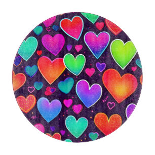 Neon Heart Symphony Schneidebrett
