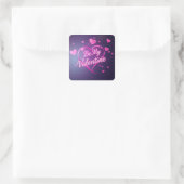 Neon Heart Valentines  Quadratischer Aufkleber (Tasche)