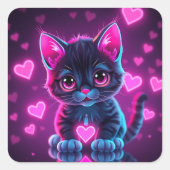 Neon Heart Valentines  Square Sticker (Vorderseite)