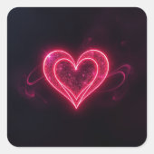 Neon Heart Valentines  Square Sticker (Vorderseite)
