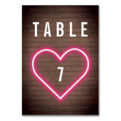 Neon Heart Wood Plank Wedding Tischnummer (Rückseite)
