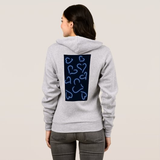 Neon Hearts Blue Hoodie (Schwarz voll)