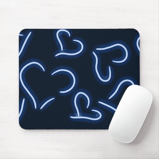 Neon Hearts Blue Mousepad (Mit Mouse)
