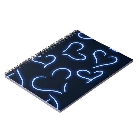 Neon Hearts Blue Notizblock (Linke Seite)