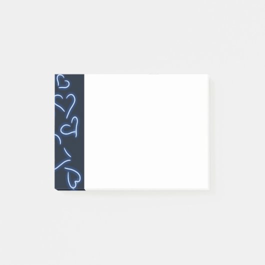 Neon Hearts Blue Post-it Klebezettel (Vorderseite)