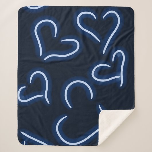 Neon Hearts Blue Sherpadecke (Vorderseite)